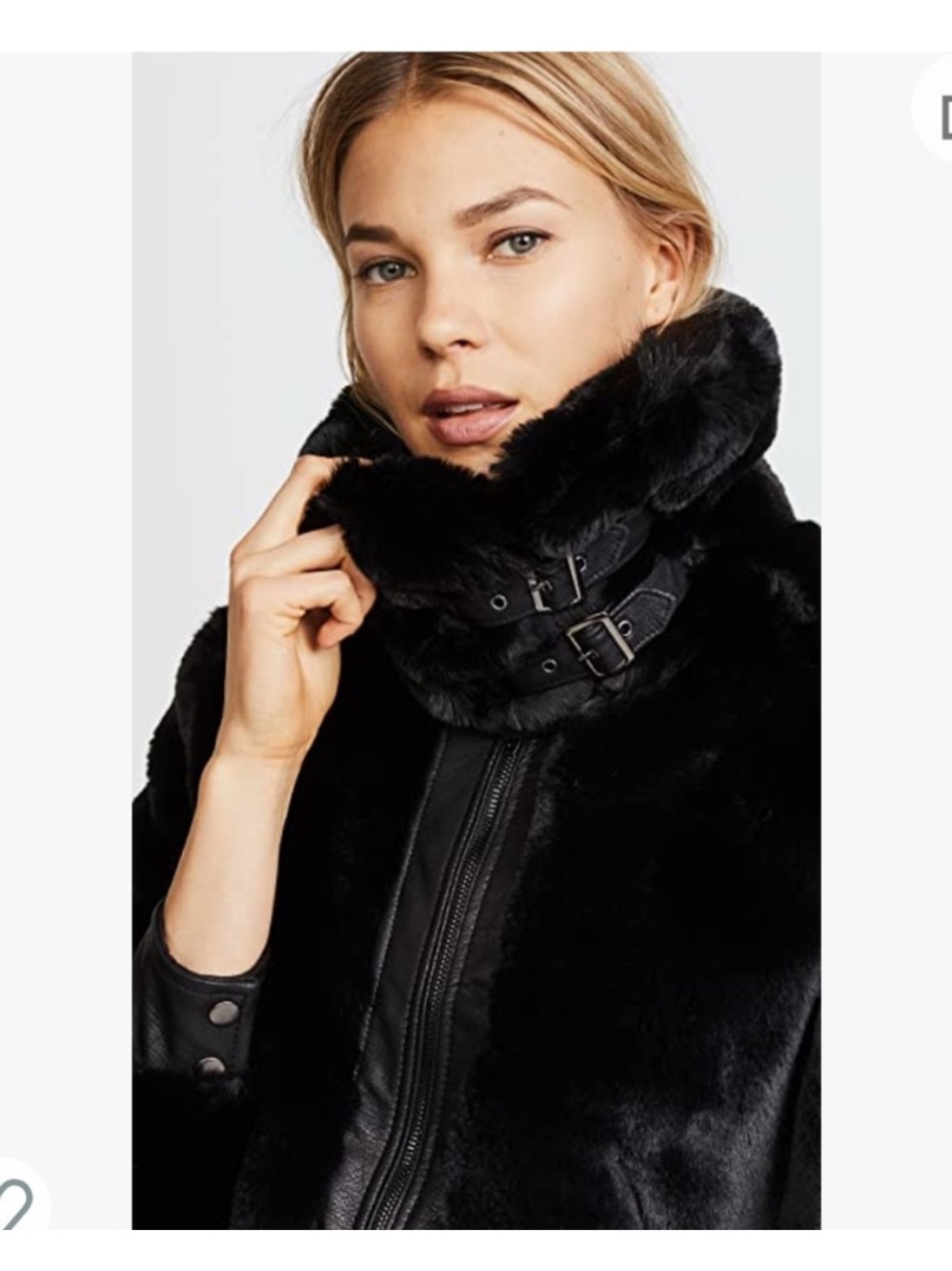 Blank NYC Black Faux Fur Funnel Collar Teddy Jacket